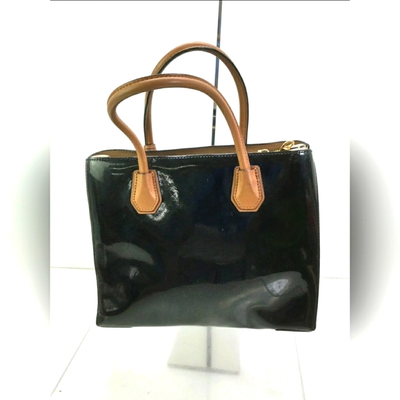 MICHAEL Kors Designer Black White Brown Patent Leather Tote...